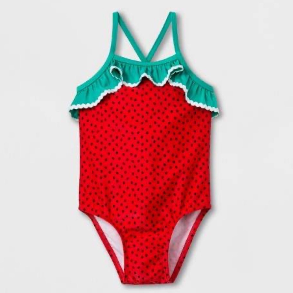 Cat & Jack Strawberry One Piece Swimsuit Size 9 Months NWT